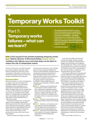 Temporary Works Toolkit. Part 7: Temporary works failures – what can we learn?