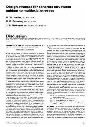 Discussion on Design Stresses for Concrete Structures Subject to Multiaxial Stresses by D.W. Hobbs, 