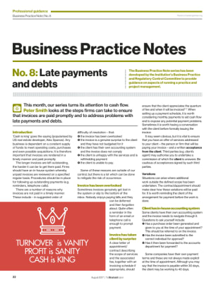 Business Practice Note No. 8: Late payments and debts