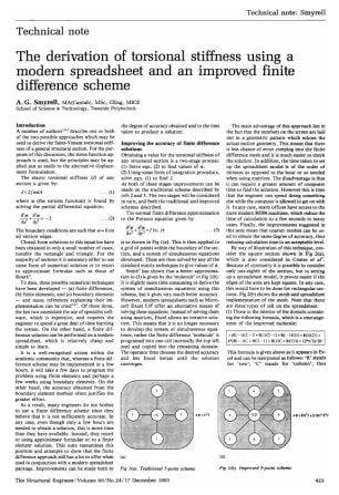The Derivation of Torsional Stiffness Using a Modern Spreadsheet and an Improved Finite Difference S