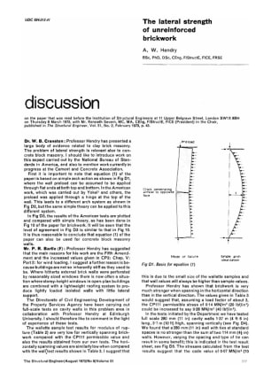 Discussion on The Natural Strength of Unreinforced Brickwork by A.W. Hendry