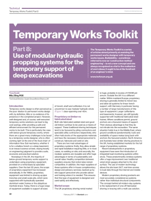 Temporary Works Toolkit. Part 8: Modular hydraulic propping systems for deep excavations