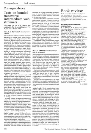 Correspondence on Tests on Bonded Transverse Intermediate Web Stiffners by Dr. D.M. Martin