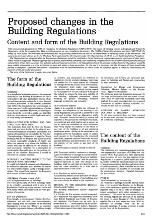 Proposed Changes in the Building Regulations. Content and Form of the Building Regulations