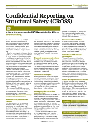 Confidential Reporting on Structural Safety (CROSS) – Newsletter No. 46