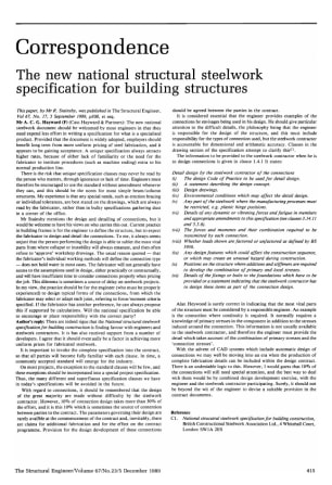 Correspondence on The New National Structural Steelwork Specification for Building Structures by Mr.