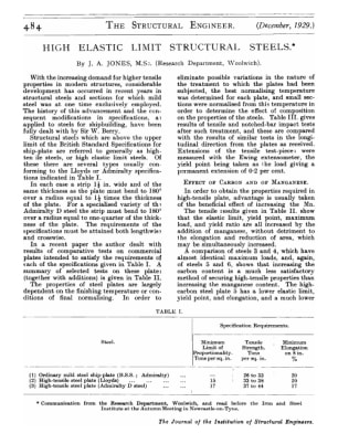 High Elastic Limit Structural Steels