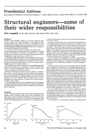 Presidential Address. Structural Engineers - Some of their Wider Responsibilities