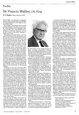 Profile. Dr. Francis Walley, CB, FEng
