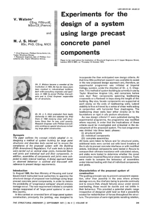 Experiments for the Design of a System Using Large Precast Concrete Panel Components