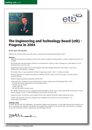 The Engineering and Technology Board (etb) - Progress in 2004