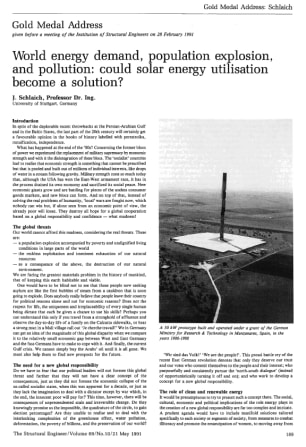 Gold Medal Address. World Energy Demand, Population Explosion, and Pollution: Could Solar Energy Uti