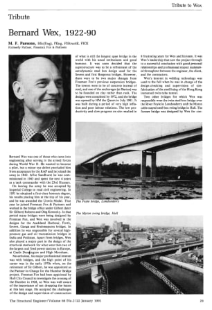 Tribute. Bernard Wex, 1922-90