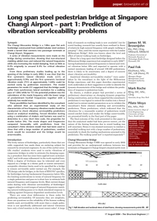 Long span steel pedestrian bridge at Singapore Changi Airport – part 1: Prediction of vibratio