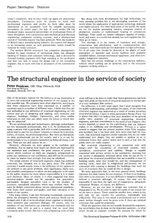 The Structural Engineer in the Service of Society