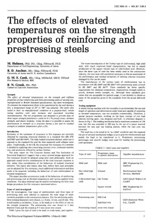 The Effects of Elevated Temperatures on the Strength Properties of Reinforcing and Prestressing Stee