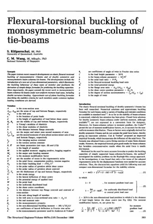 Flexural-Torsional Buckling of Monosymmetric Beam-Columns/ Tie-Beams