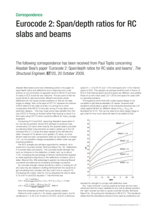 Eurocode 2: Span/depth ratios for RC slabs and beams