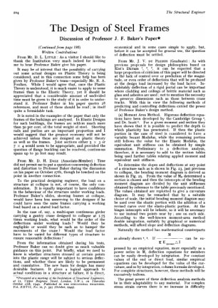 The Design of Steel Frames Discussion of Professor J. F. Baker&#8217;s Paper. Continued