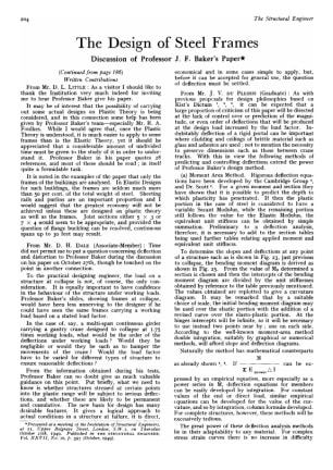 The Design of Steel Frames Discussion of Professor J. F. Baker’s Paper. Continued