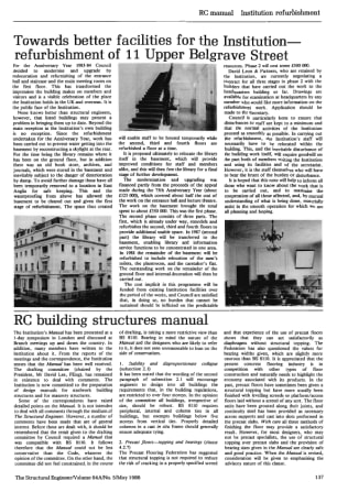 Towards Better Facilities for the Institution - Refurbishment of 11 Upper Belgrave Street