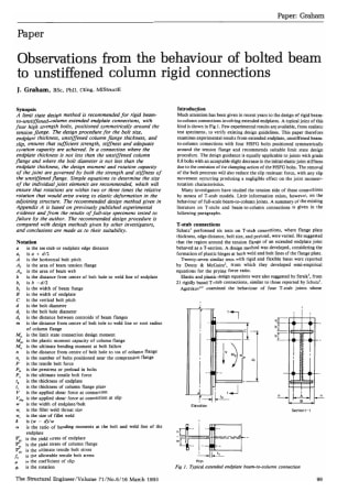 Observations From the Behaviour of Bolted Beam to Unstiffened Column Rigid Connections