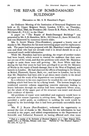 The Repair of Bomb-Damaged Buildings. Discussion on Mr. S.B. Hamilton's Paper