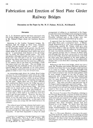 Fabrication and Erection of Steel Plate Girder Railway Bridges Discussion on the Paper by Mr. M. F. 