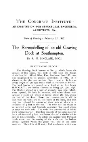 The re-modelling of graving dock at Southampton