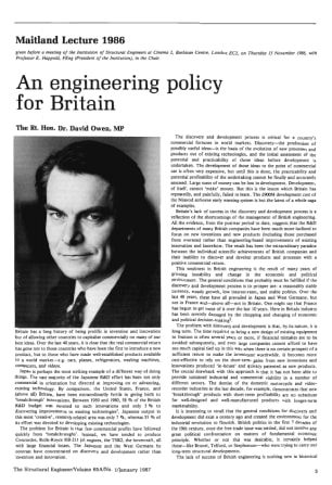 Maitland Lecture 1986. An Engineering Policy for Britain