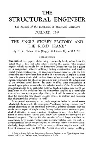 The Single Storey Factory and the Rigid Frame