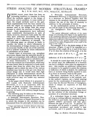 Stress Analysis of Modern Structural Frames