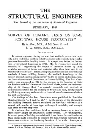 Survey of Loading Tests on Some Post-War House Prototypes