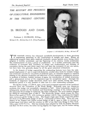 The History and Progress of Structural Engineering in the Present Century. III. Bridges and Dams
