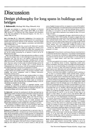 Discussion on Design Philosophy for Long Spans in Buildings and Bridges by J. Bobrowski