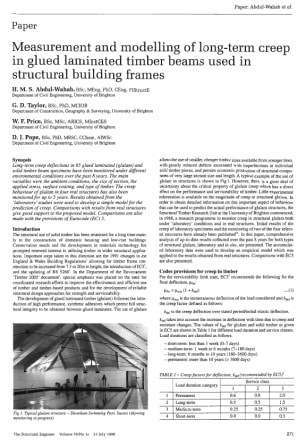 Measurement and Modelling of Long-Term Creep in Glued Laminated Timber Beams Used in Structural Buil