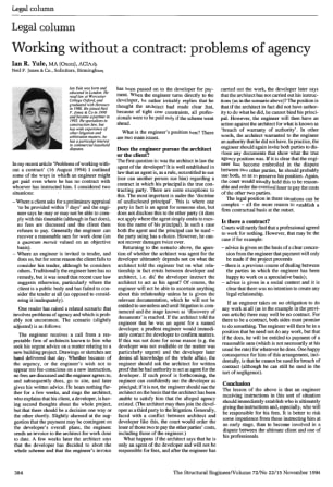 Legal Column. Working Without a Contract: Problems of Agency