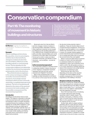 Conservation compendium. Part 16: The monitoring of movement in historic buildings and structures