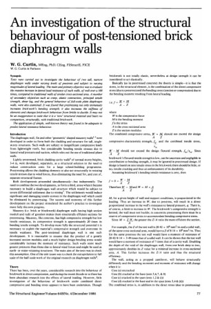 An Investigation of the Structural Behaviour of Post-Tensioned Brick Diaphragm Walls