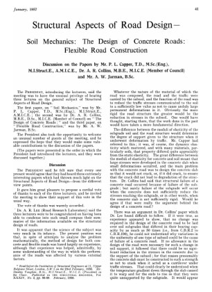 Structural Aspects of Road Design- Soil Mechanics: The Design of Concrete Roads: Flexible Road Const