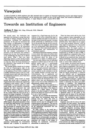 Towards an Institution of Engineers