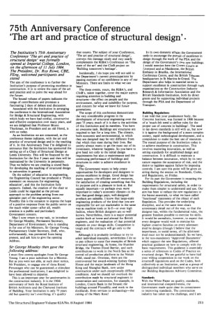 75th Anniversary Conference 'The Art and Practice of Structural Design'