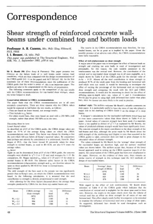 Correspondence on Shear Strength of Reinforced Concrete Wall-Beams Under Combined Top and Bottom Loa