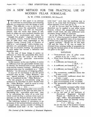 On a New Method for the Practical Use of Modern Pillar Formulae