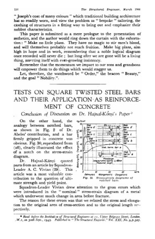 Tests on Square Twisted Steel Bars and their Application as Reinforcement of Concrete. Conclusion of