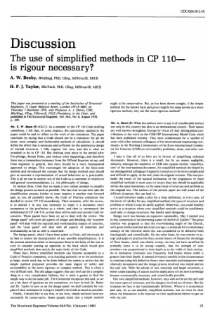 Discussion on The use of Simplified Methods in CP 110 - is Rigour Necessary by A.W. Beeby and H.P.J.