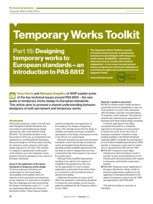 Temporary Works Toolkit. Part 15: Designing temporary works to European standards – an introduction