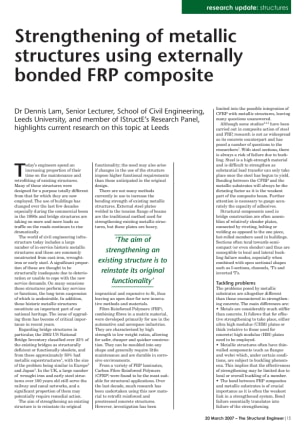 Research update: Strengthening of metallic structures using externally bonded FRP composite
