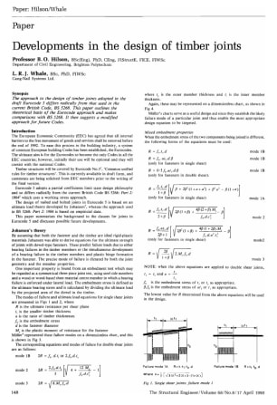 Developments in the Design of Timber Joints