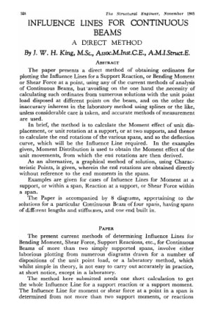 Influence Lines for Continuous Beams. A Direct Method 
